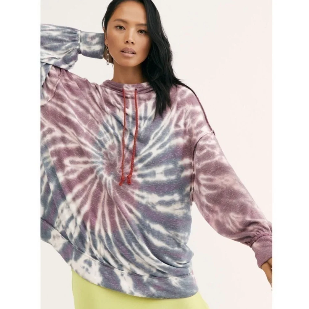 Free People Best‎ Catch Tie Dye Long Sleeve Top Size Medium Women